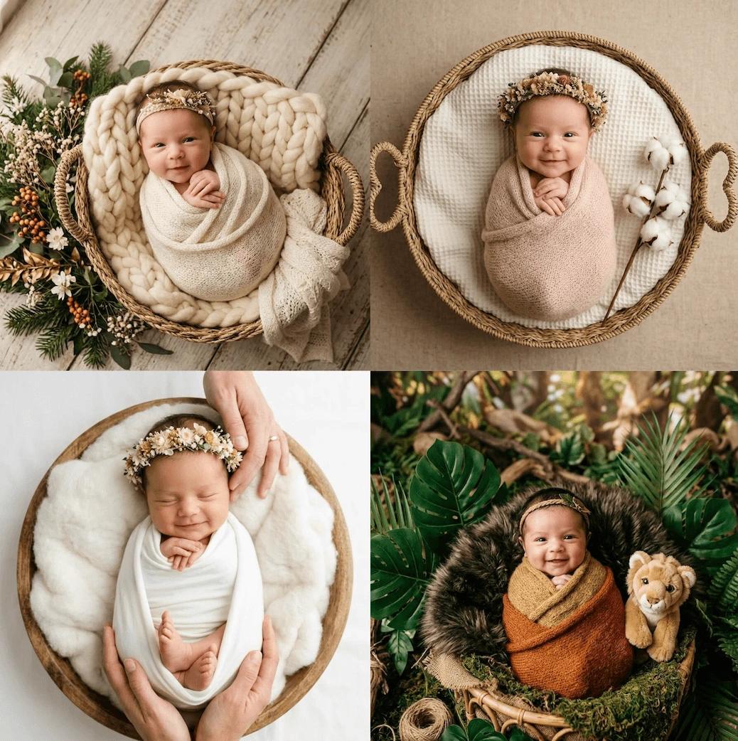 AI newborn photoshoot styles collage